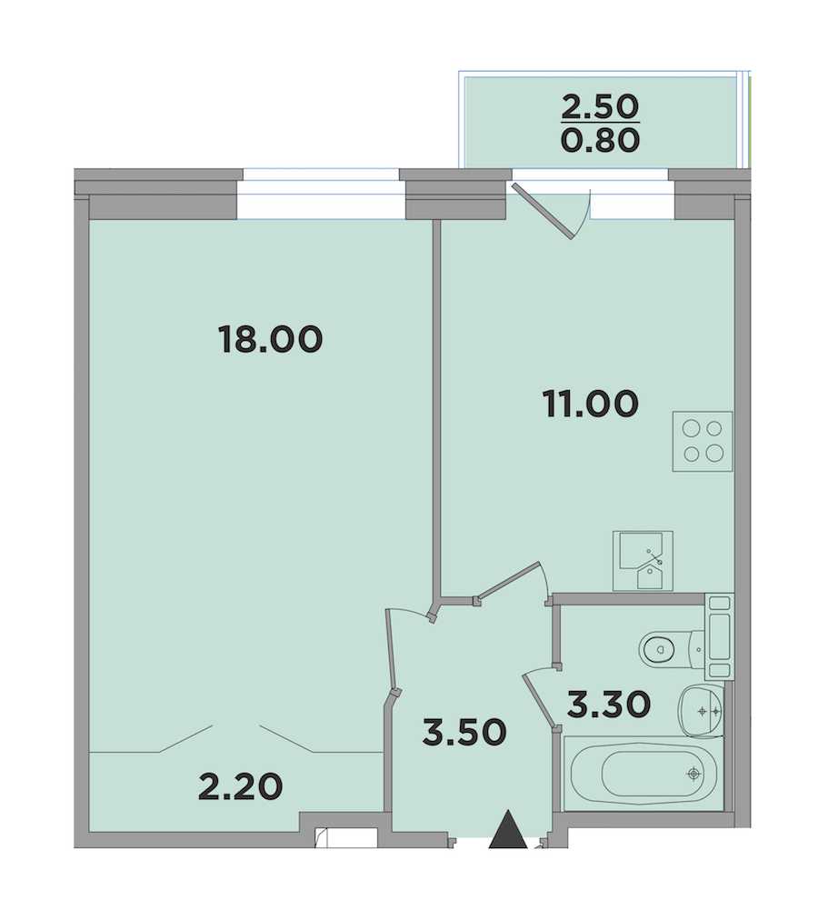 Однокомнатная квартира в : площадь 38 м2 , этаж: 1 – купить в Санкт-Петербурге
